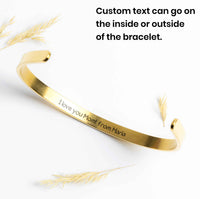 Personalized Handwriting Cuff Bracelet Custom Phrase or Quote in Gold