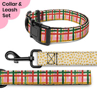 Plaid and Speckles Dog Collar & Leash