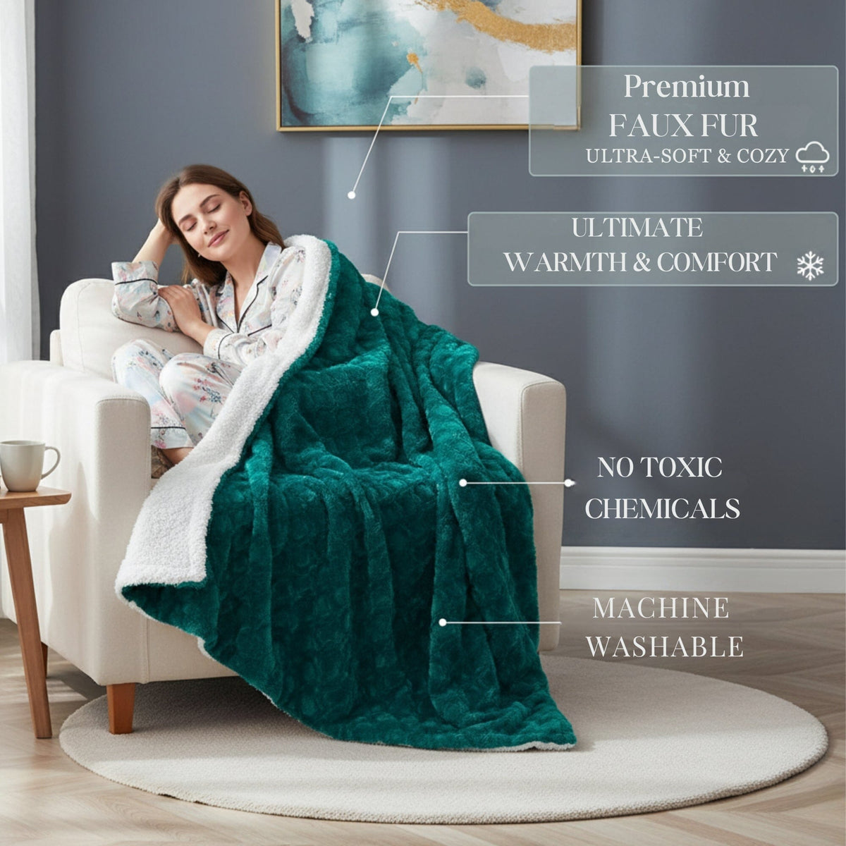 Emerald Mermaid Plush Sherpa Blanket