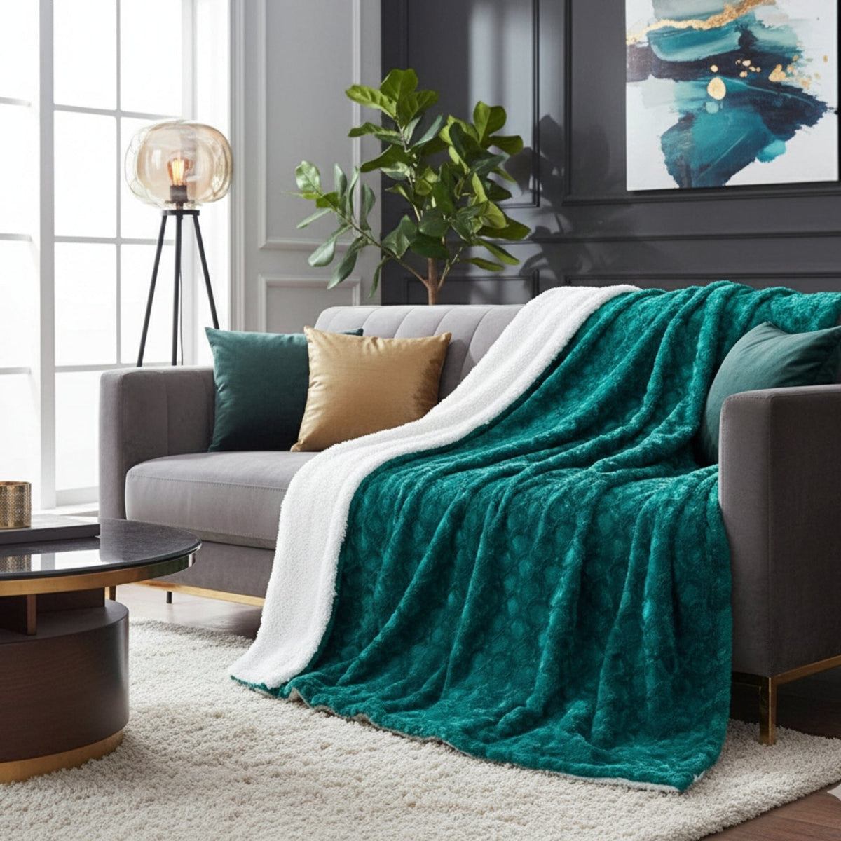 Emerald Mermaid Plush Sherpa Blanket