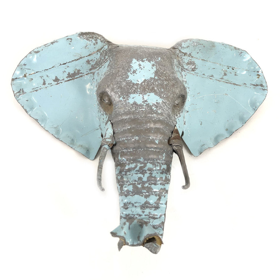 Elephant Animal Mask - Recycled Metal Wall Art