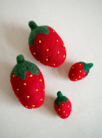 Red Strawberry Wool Dog Toy