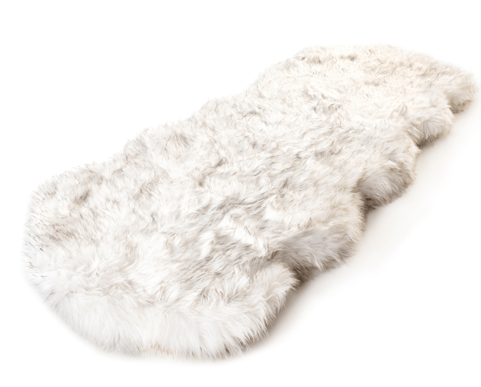 PupRug® Runner Faux Fur Memory Foam Dog Bed: Curve White with Brown Accents