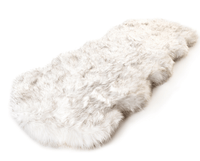 PupRug® Runner Faux Fur Memory Foam Dog Bed: Curve White with Brown Accents