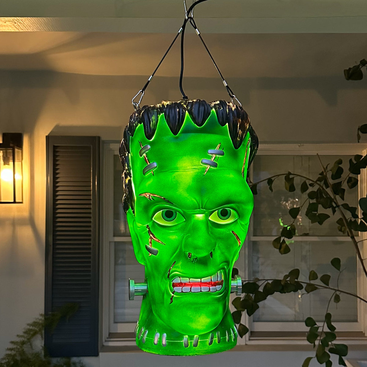 Giant Frankenstein Monster Pendant Lantern Prop: 20" Tall Waterproof Outdoor Halloween Decoration