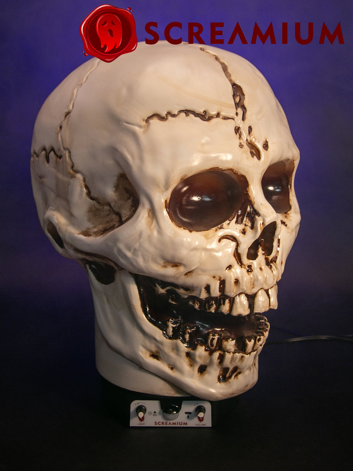 Giant Halloween Skull Animatronic Lamp Prop: 20" Tall, Heavy-Duty