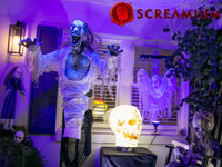 Giant Halloween Skull Animatronic Lamp Prop: 20" Tall, Heavy-Duty