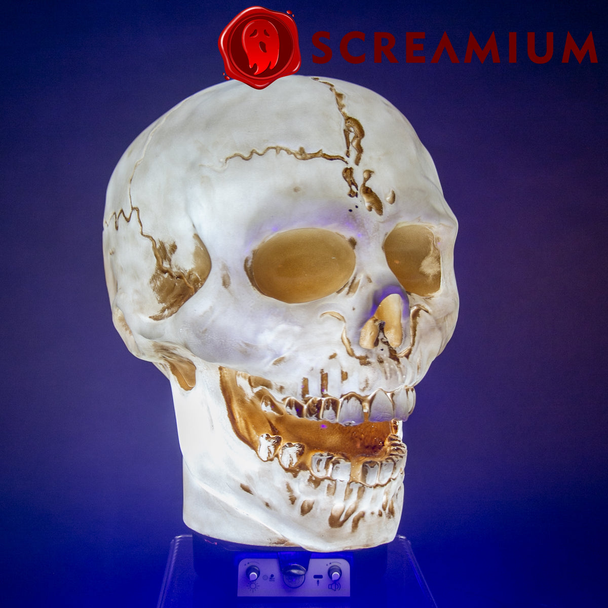 Giant Halloween Skull Animatronic Lamp Prop: 20" Tall, Heavy-Duty