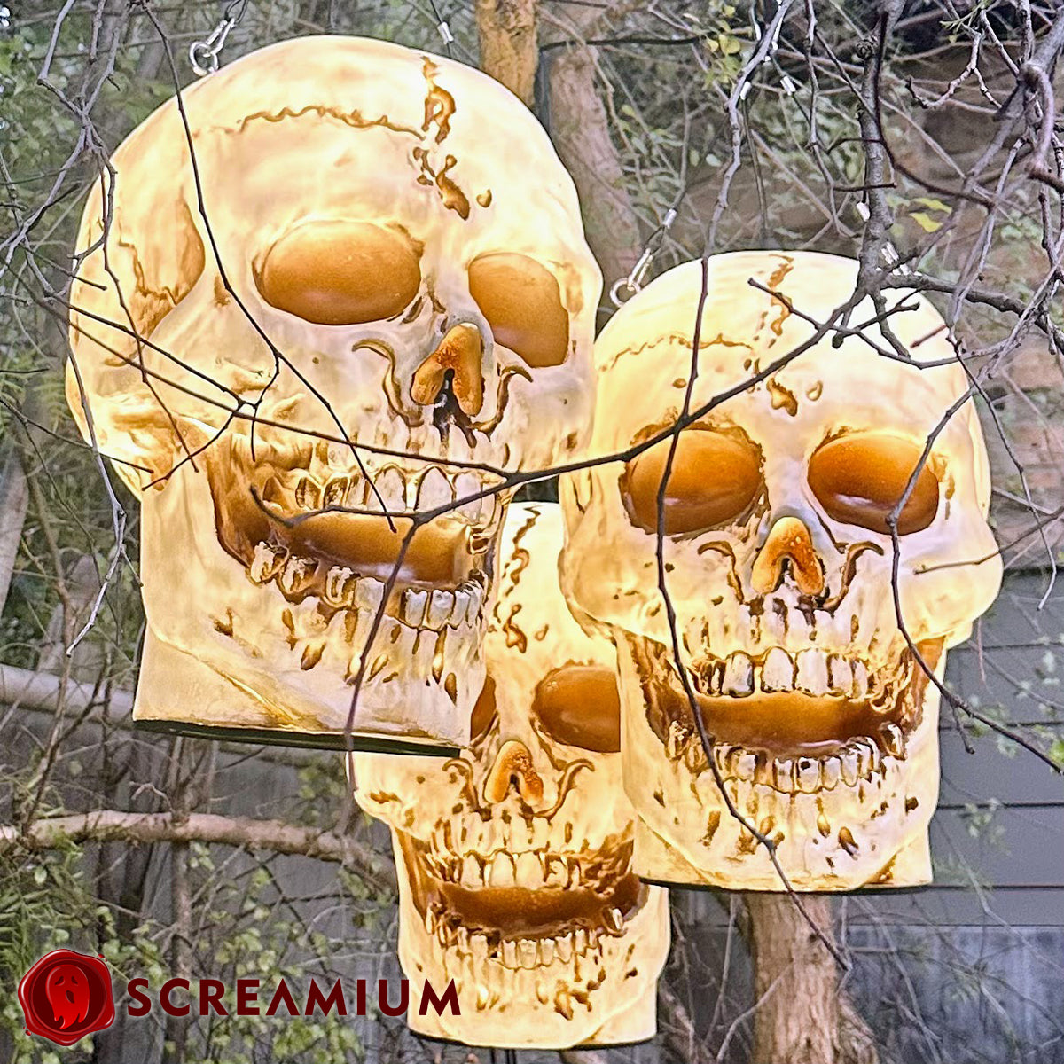 Giant Halloween Skull Pendant Lantern Prop: 20" Tall Outdoor Decoration