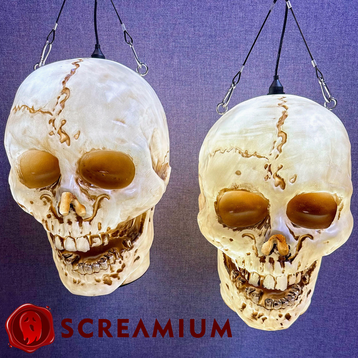 Giant Halloween Skull Pendant Lantern Prop: 20" Tall Outdoor Decoration