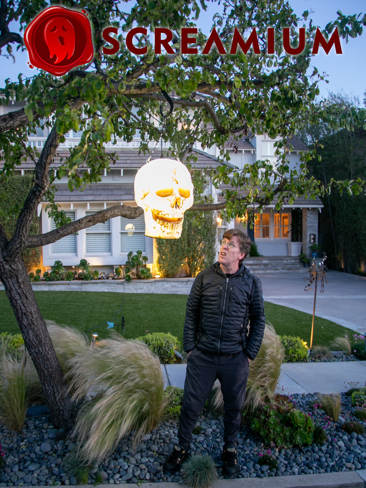 Giant Halloween Skull Pendant Lantern Prop: 20" Tall Outdoor Decoration