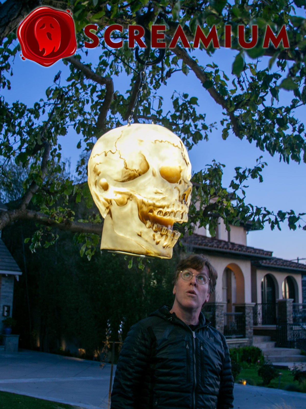 Giant Halloween Skull Pendant Lantern Prop: 20" Tall Outdoor Decoration