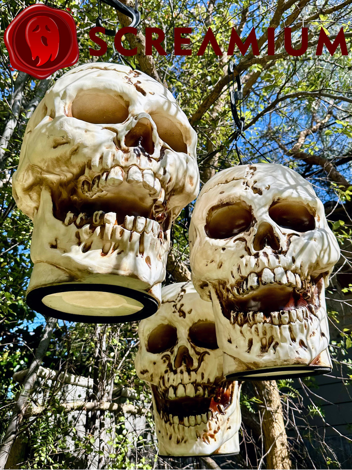 Giant Halloween Skull Pendant Lantern Prop: 20" Tall Outdoor Decoration