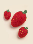 Red Strawberry Wool Dog Toy