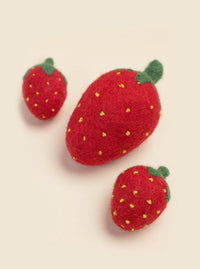 Red Strawberry Wool Dog Toy