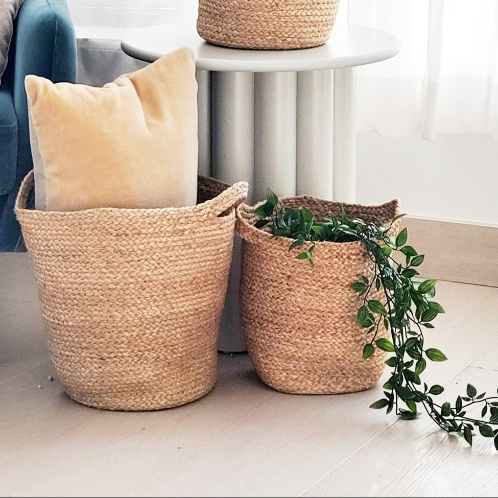 Kata Braided Jute Basket with Slit Handles