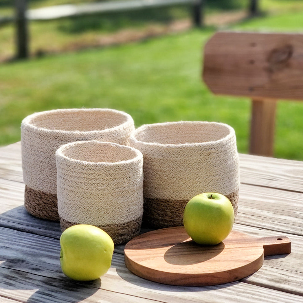 Savar Basket Bin in Natural & Off-white