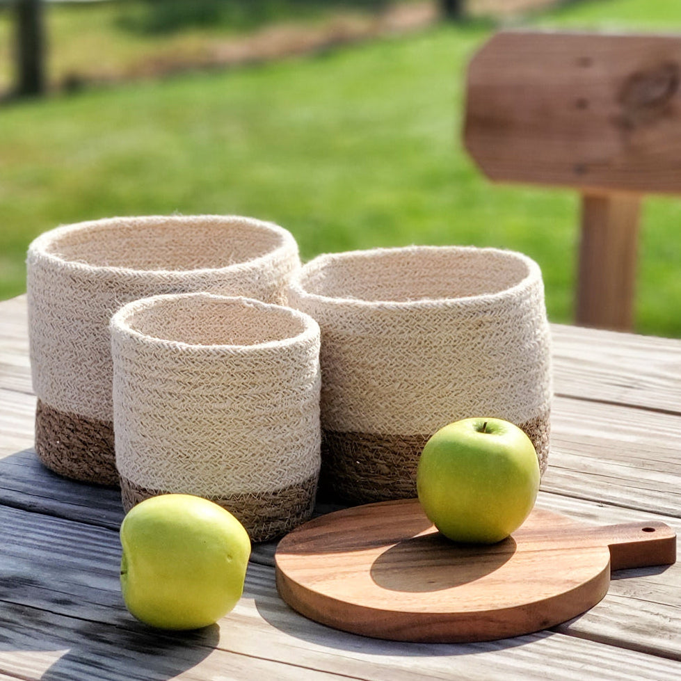 Savar Basket Bin in Natural & Off-white