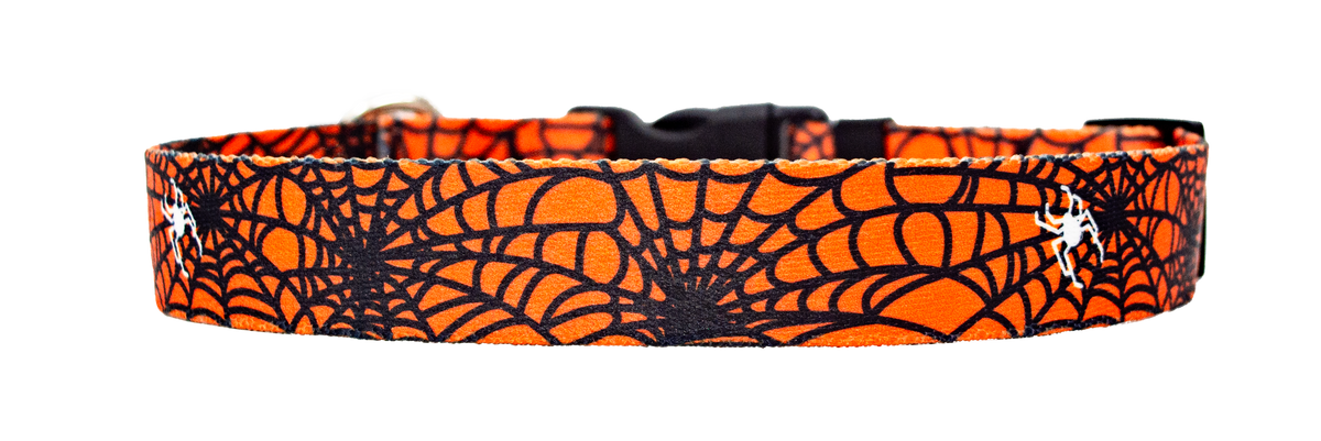 Spider Web Orange Pet Collar