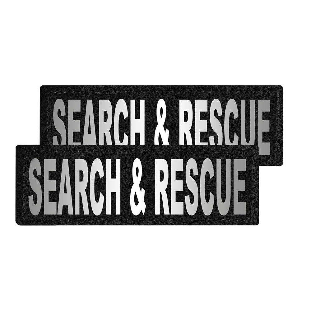 Two 'SEARCH & RESCUE' patches on a white background