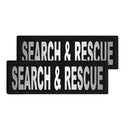 Two 'SEARCH & RESCUE' patches on a white background