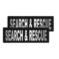 Two 'SEARCH & RESCUE' patches on a white background