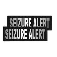 Two black patches with 'SEIZURE ALERT' text on a white background