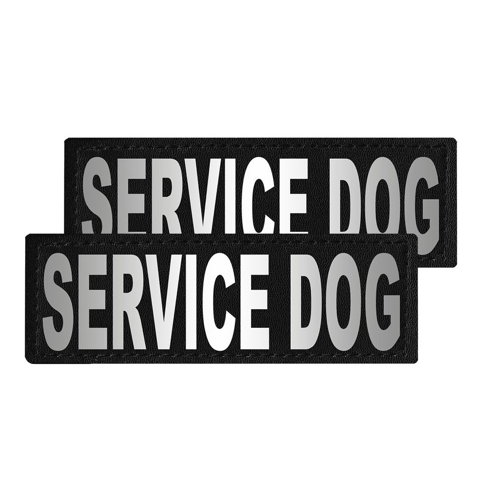 Two 'SERVICE DOG' patches on a white background