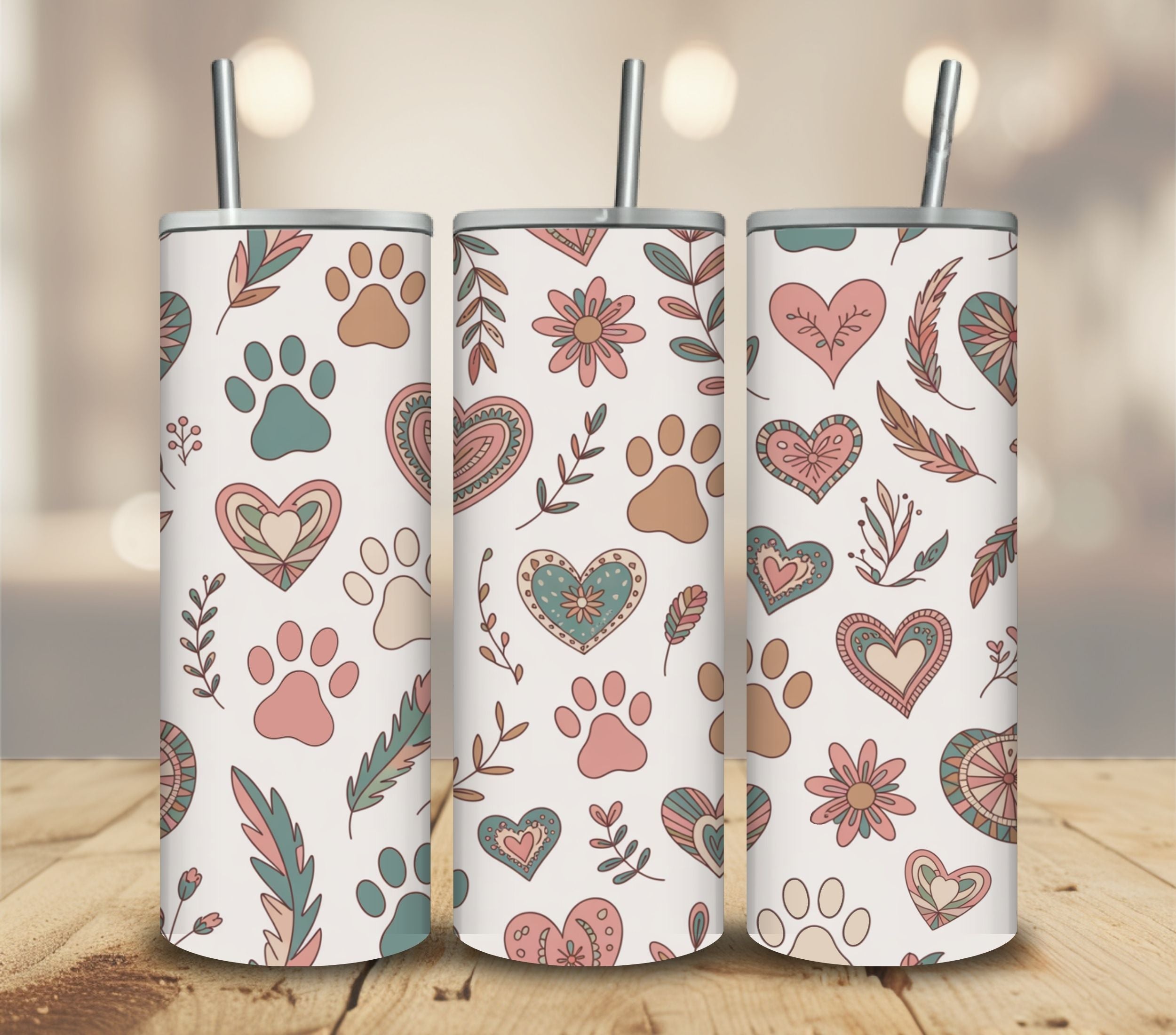 Paw Prints & Hearts Tumbler