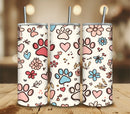 Paw Prints, Flowers & Hearts Tumbler