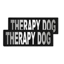 Two 'Therapy Dog' patches on a white background