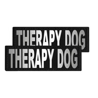 Two 'Therapy Dog' patches on a white background