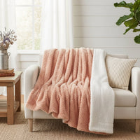 Creamy Peach Sherpa Fleece Blanket
