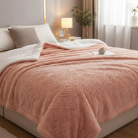 Creamy Peach Sherpa Fleece Blanket