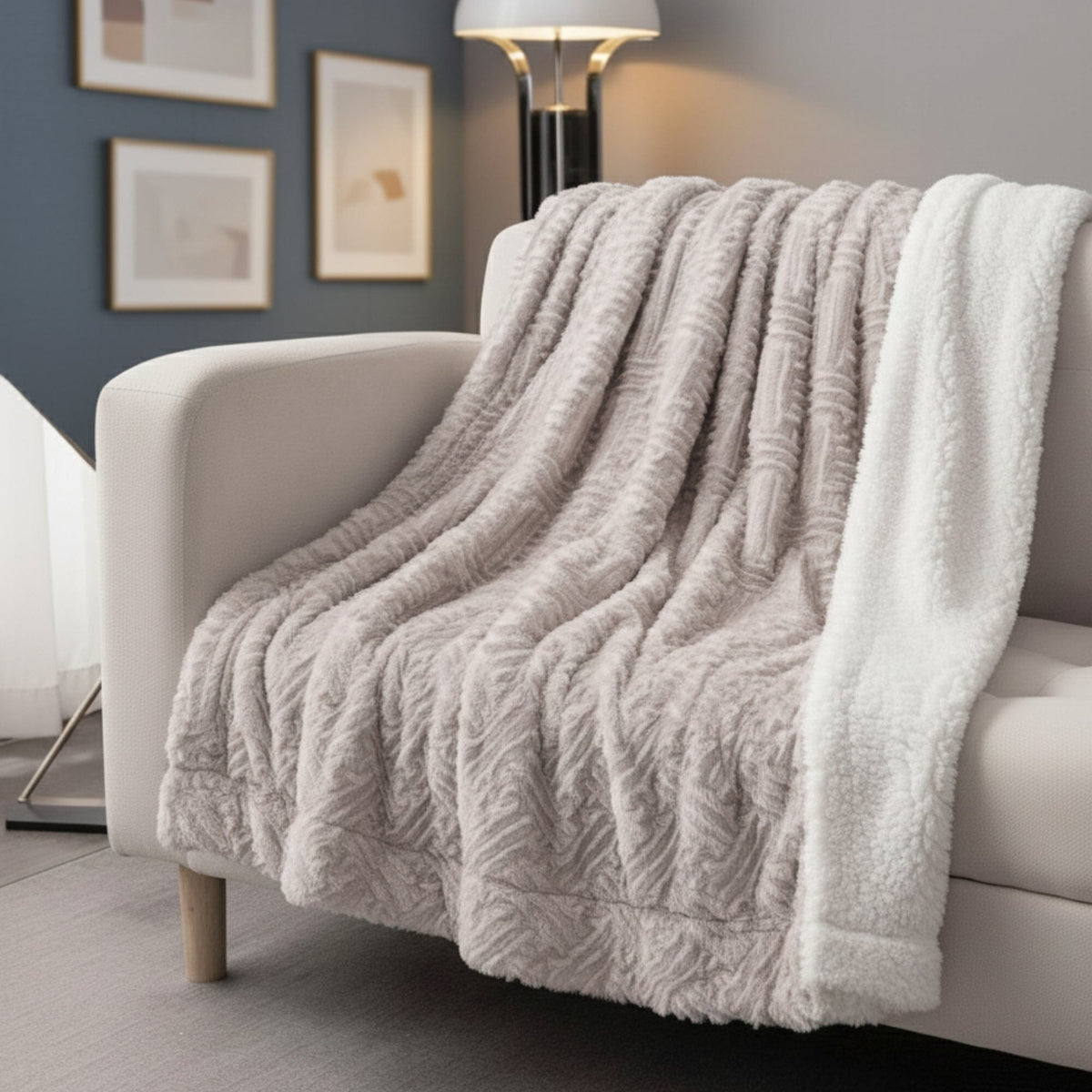 Lavender Grey Soft Plush Sherpa Blanket