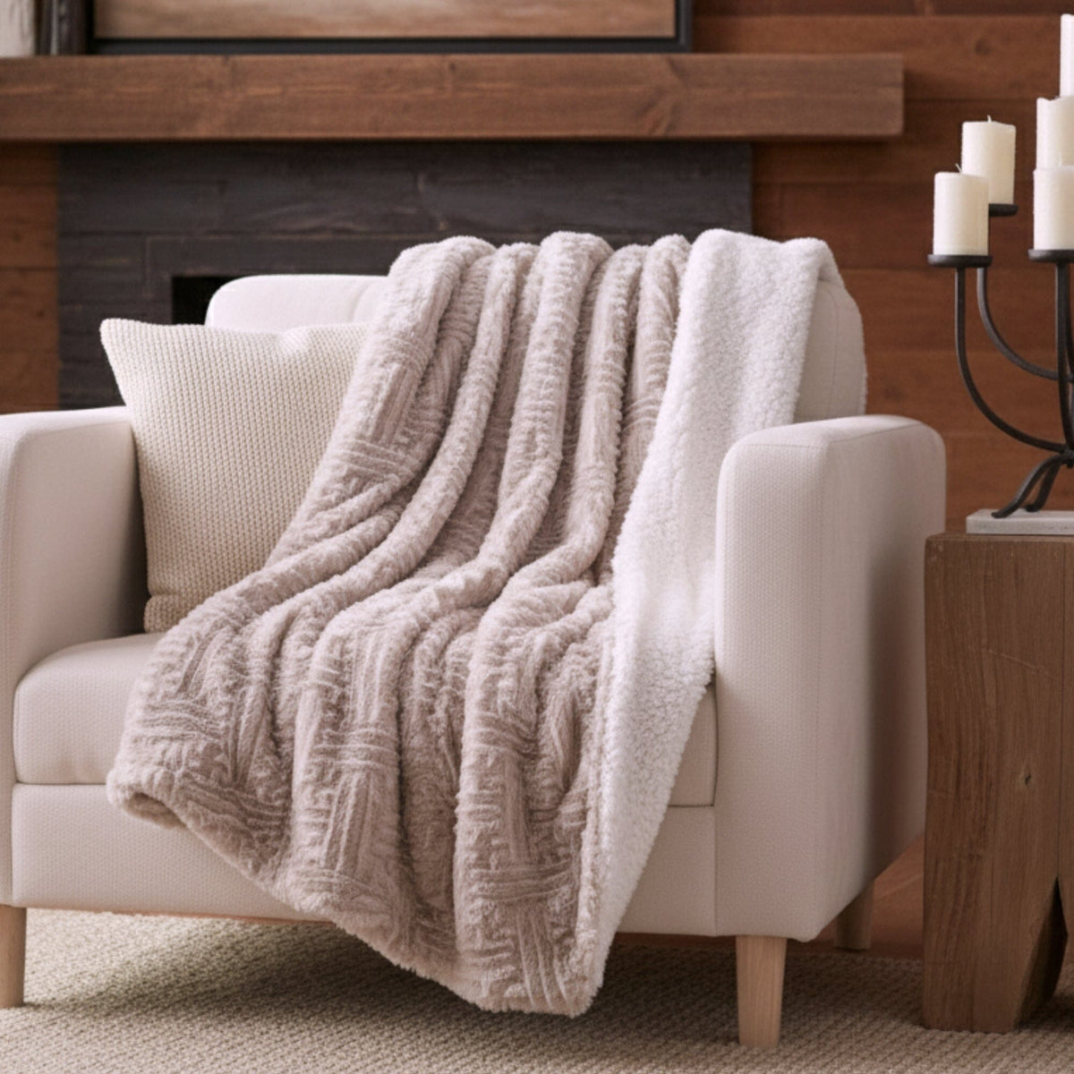 Lavender Grey Soft Plush Sherpa Blanket