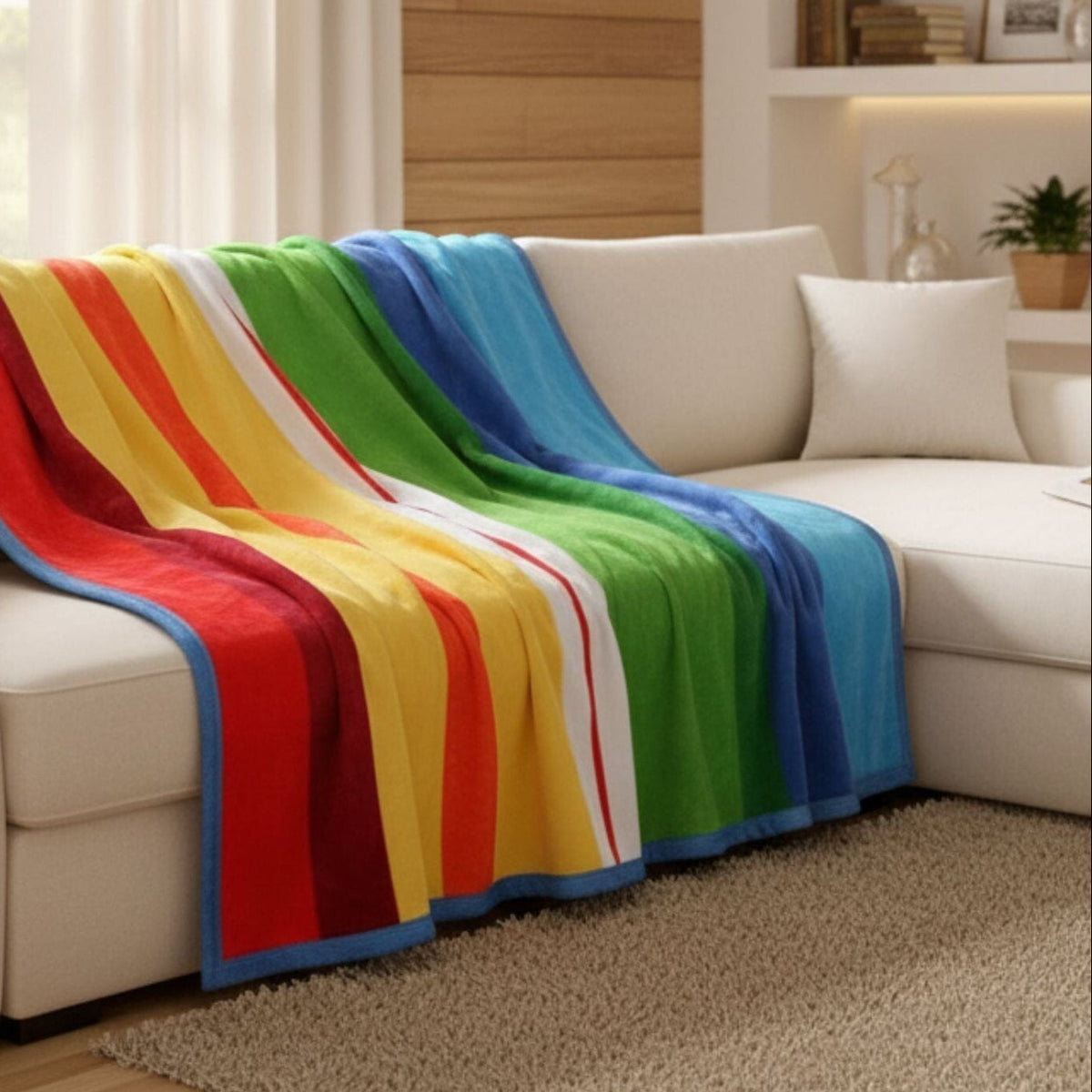 Rainbow Stripes Soft Plush Fleece Blanket