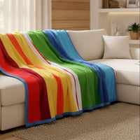 Rainbow Stripes Soft Plush Fleece Blanket