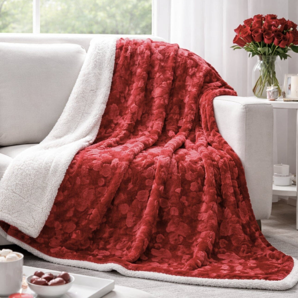 Lovely Hearts Dreamy Soft Plush Sherpa Blanket