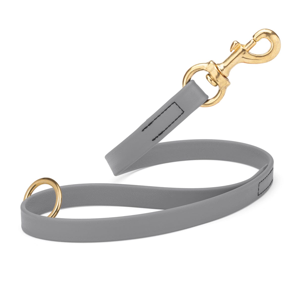 gray SMOOTH BioThane Traffic Lead Leash with a gold colored brass clip that comes in a 20 inch length and 3/4" width