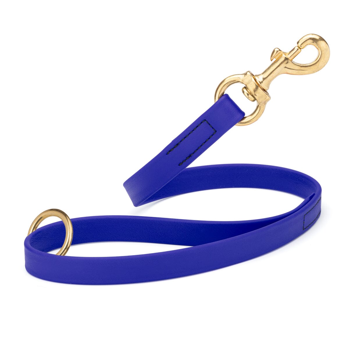 royal blue SMOOTH BioThane Traffic Lead Leash with a gold colored brass clip that comes in a 20 inch length and 3/4" width