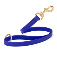 royal blue SMOOTH BioThane Traffic Lead Leash with a gold colored brass clip that comes in a 20 inch length and 3/4" width
