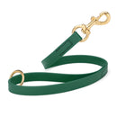 dark green SMOOTH BioThane Traffic Lead Leash with a gold colored brass clip that comes in a 20 inch length and 3/4" width