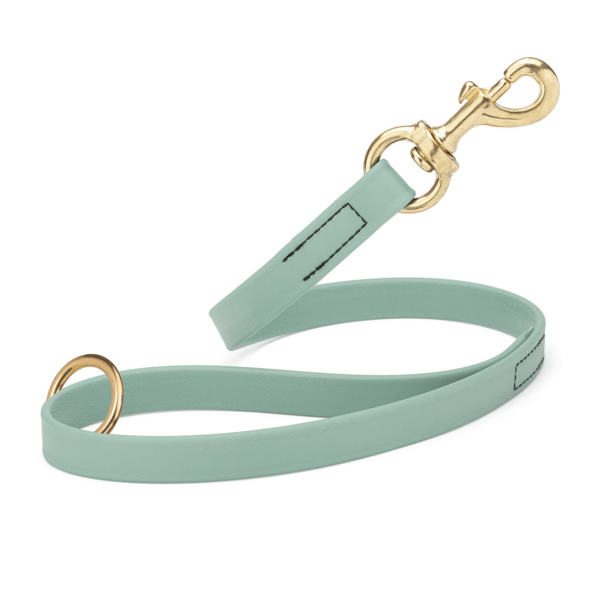 sage green SMOOTH BioThane Traffic Lead Leash with a gold colored brass clip that comes in a 20 inch length and 3/4" width