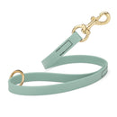 sage green SMOOTH BioThane Traffic Lead Leash with a gold colored brass clip that comes in a 20 inch length and 3/4" width