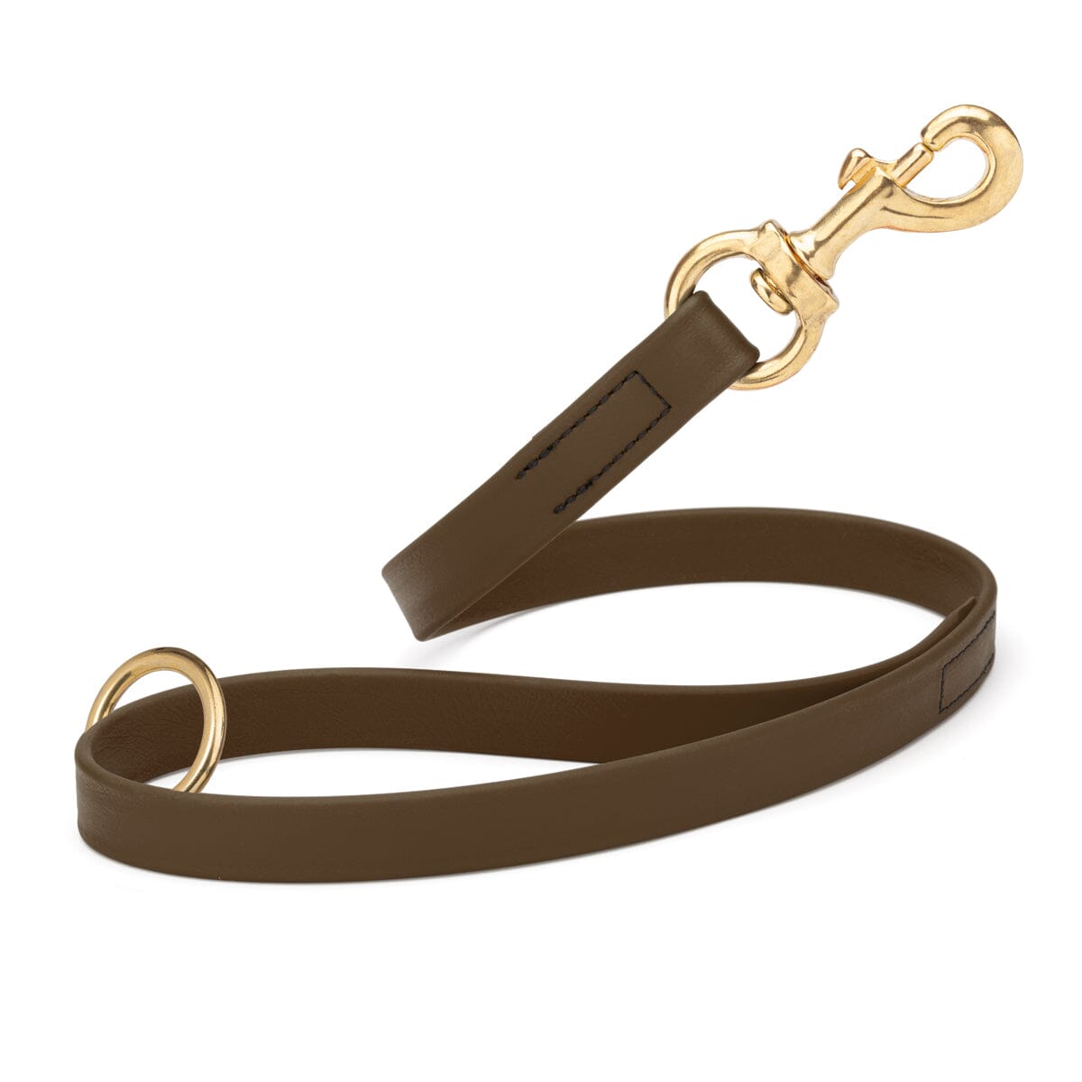 dark brown SMOOTH BioThane Traffic Lead Leash with a gold colored brass clip that comes in a 20 inch length and 3/4" width
