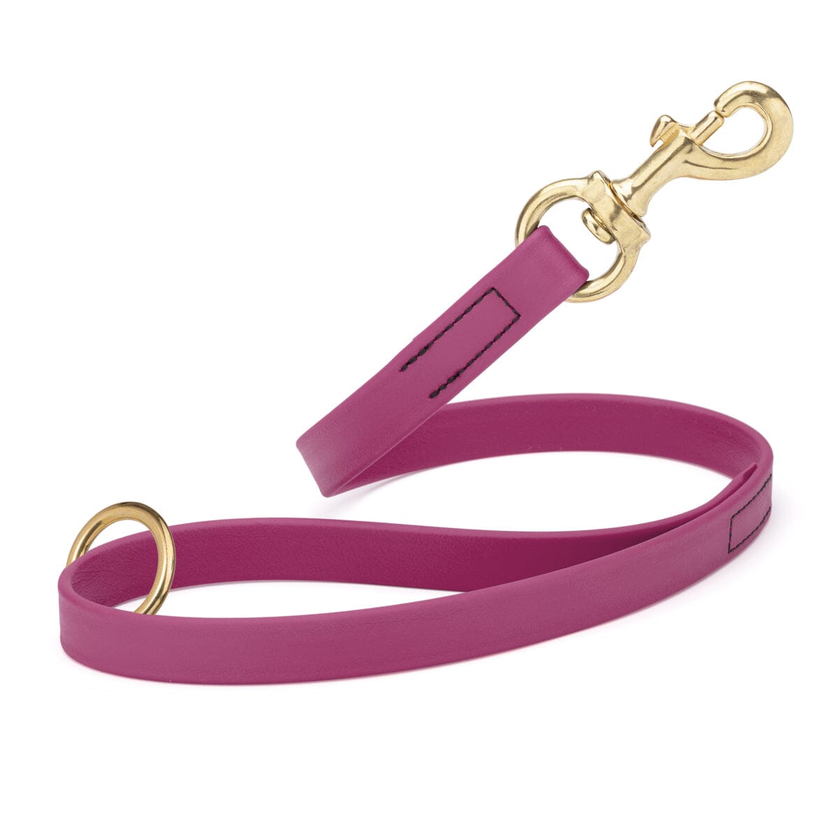 dark pink SMOOTH BioThane Traffic Lead Leash with a gold colored brass clip that comes in a 20 inch length and 3/4" width
