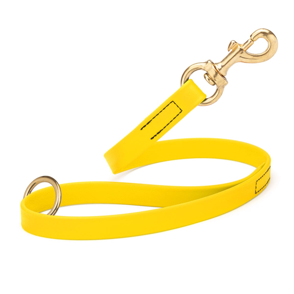 yellow SMOOTH BioThane Traffic Lead Leash with a gold colored brass clip that comes in a 20 inch length and 3/4" width