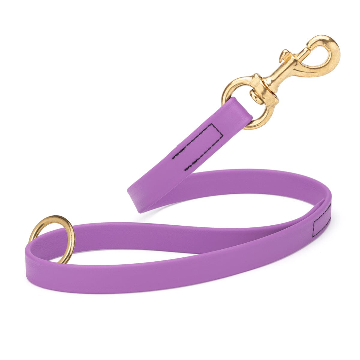 lilac purple SMOOTH BioThane Traffic Lead Leash with a gold colored brass clip that comes in a 20 inch length and 3/4" width