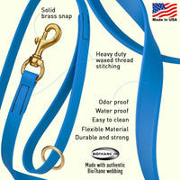 Brass Clip - SMOOTH BioThane Leash: 6ft; 1/2", 5/8", 3/4" wide